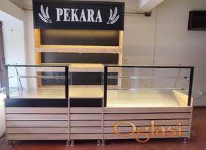 VITRINE za pekare picerije komplet 3m NOVO R